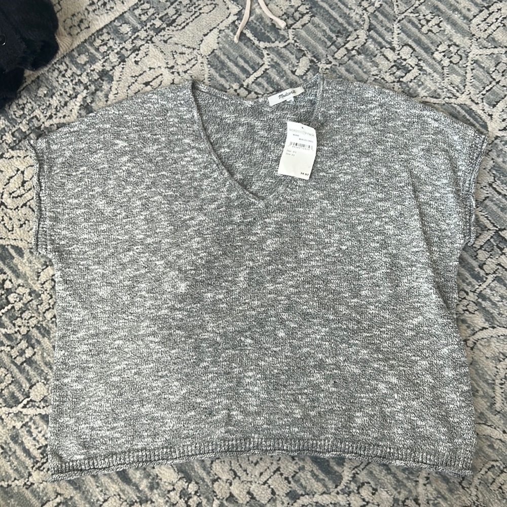 Grey, v-neck, sweater shirt - Madewell XS, NWT